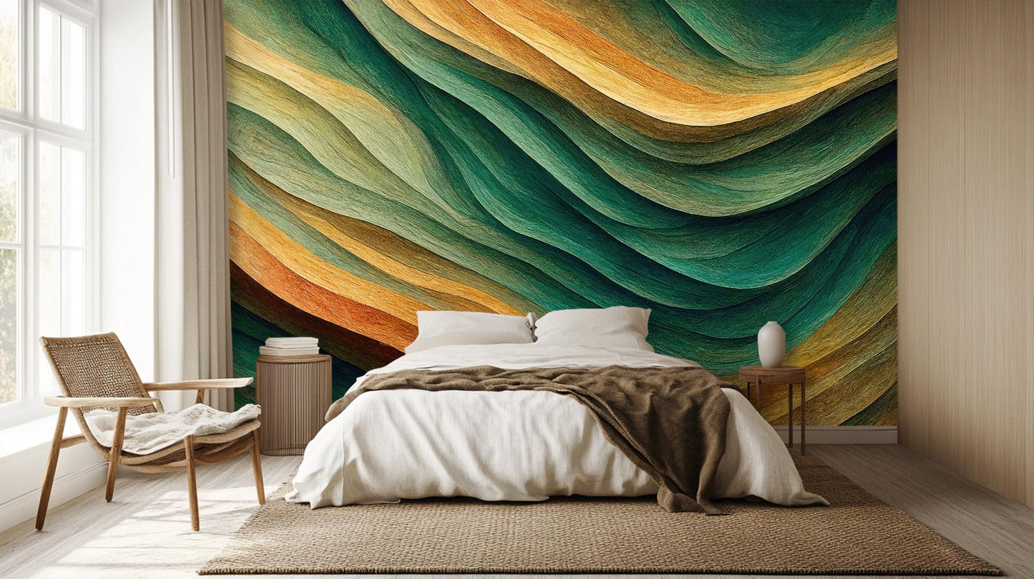 Contemporary Green wallpaper for Bedroom