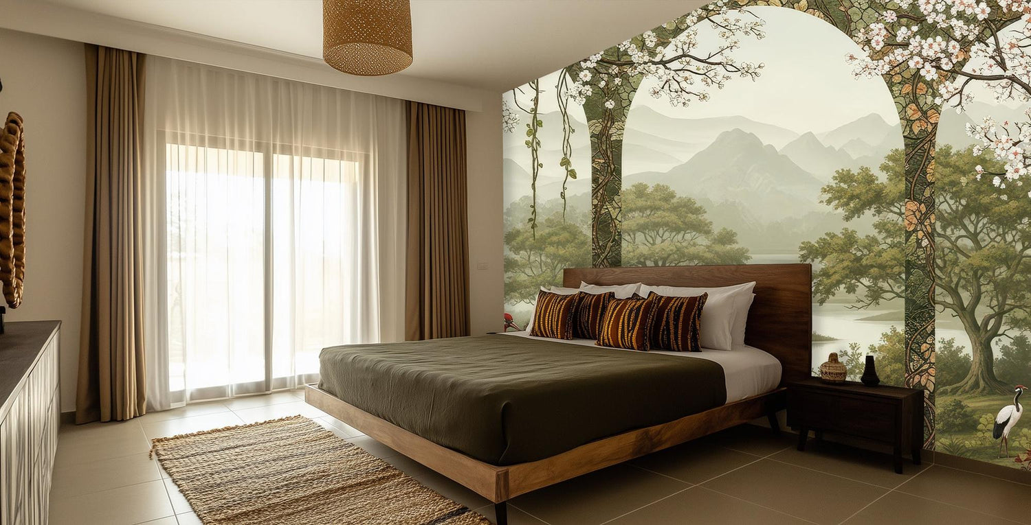 Contemporary Green wallpaper for Bedroom