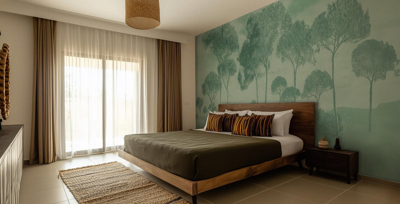 Contemporary Green wallpaper for Bedroom