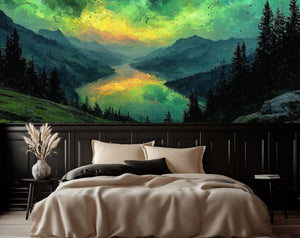 Contemporary Green wallpaper for Bedroom