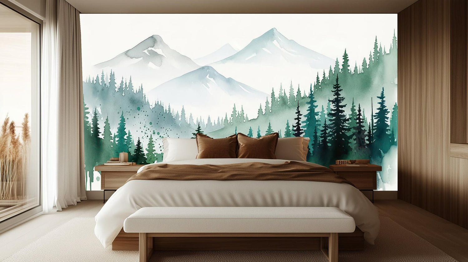Contemporary Green wallpaper for Bedroom