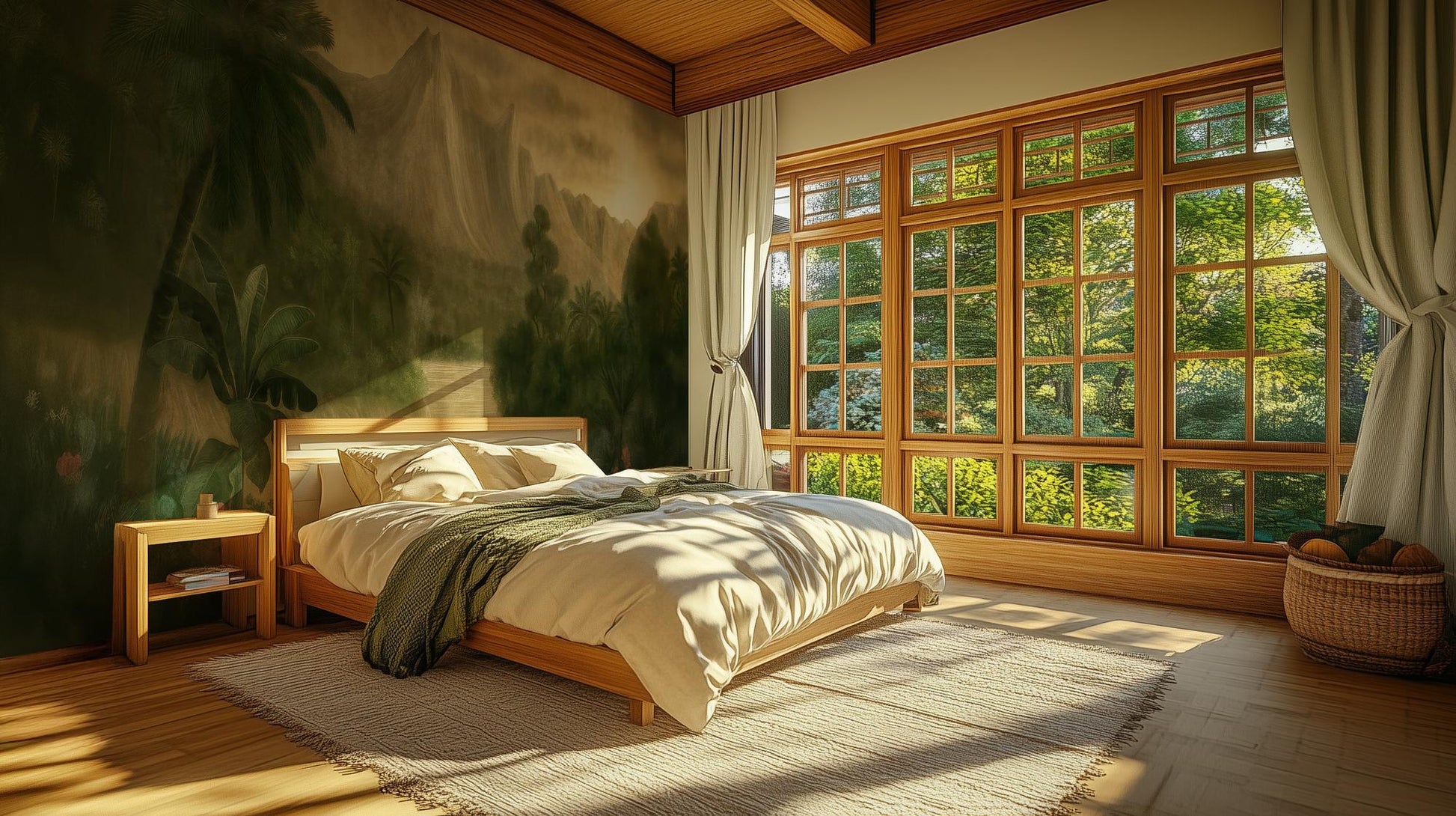 Contemporary Green wallpaper for Bedroom