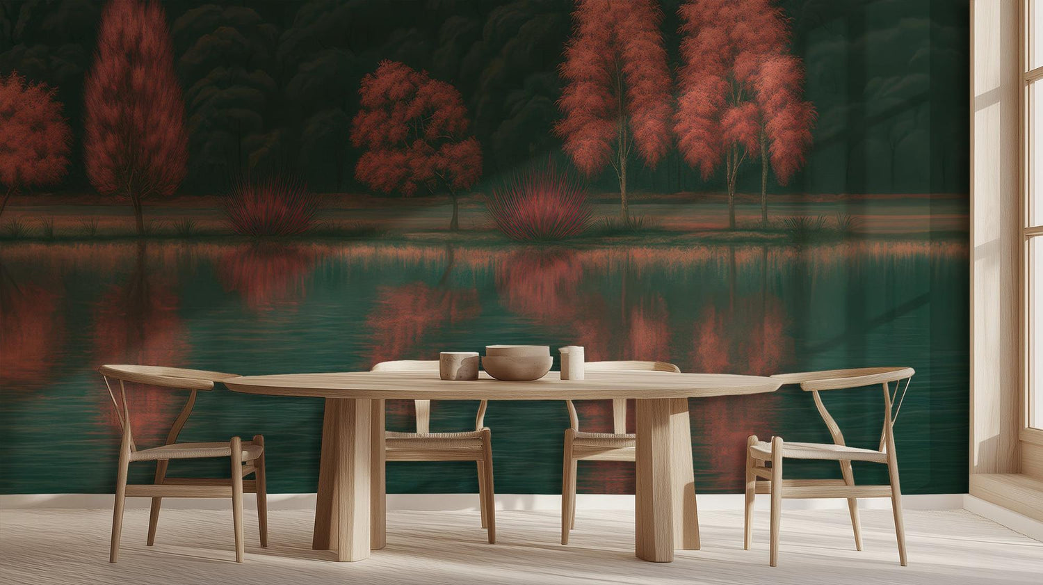 Contemporary Green wallpaper for Dining Room