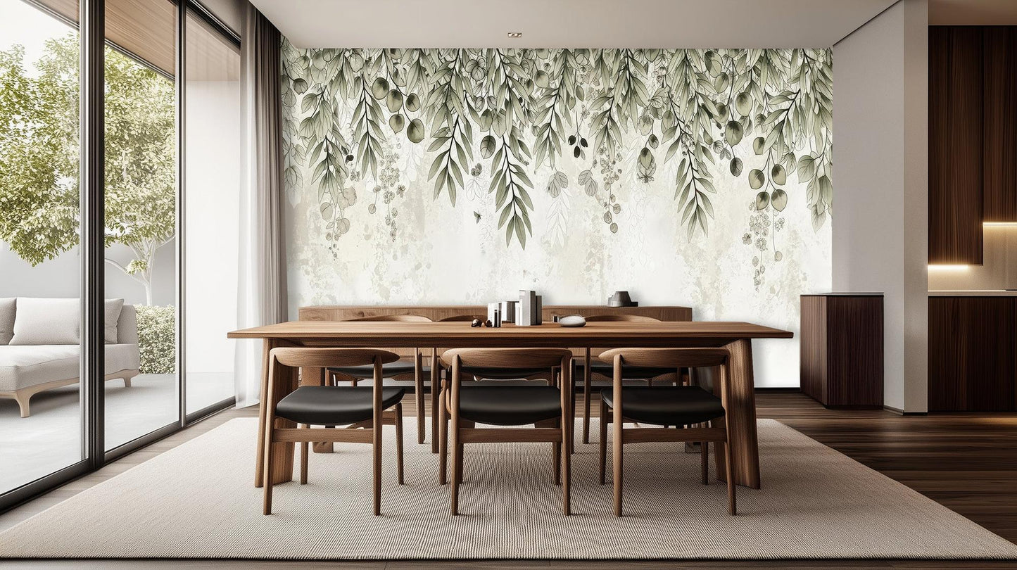 Contemporary Green wallpaper for Dining Room