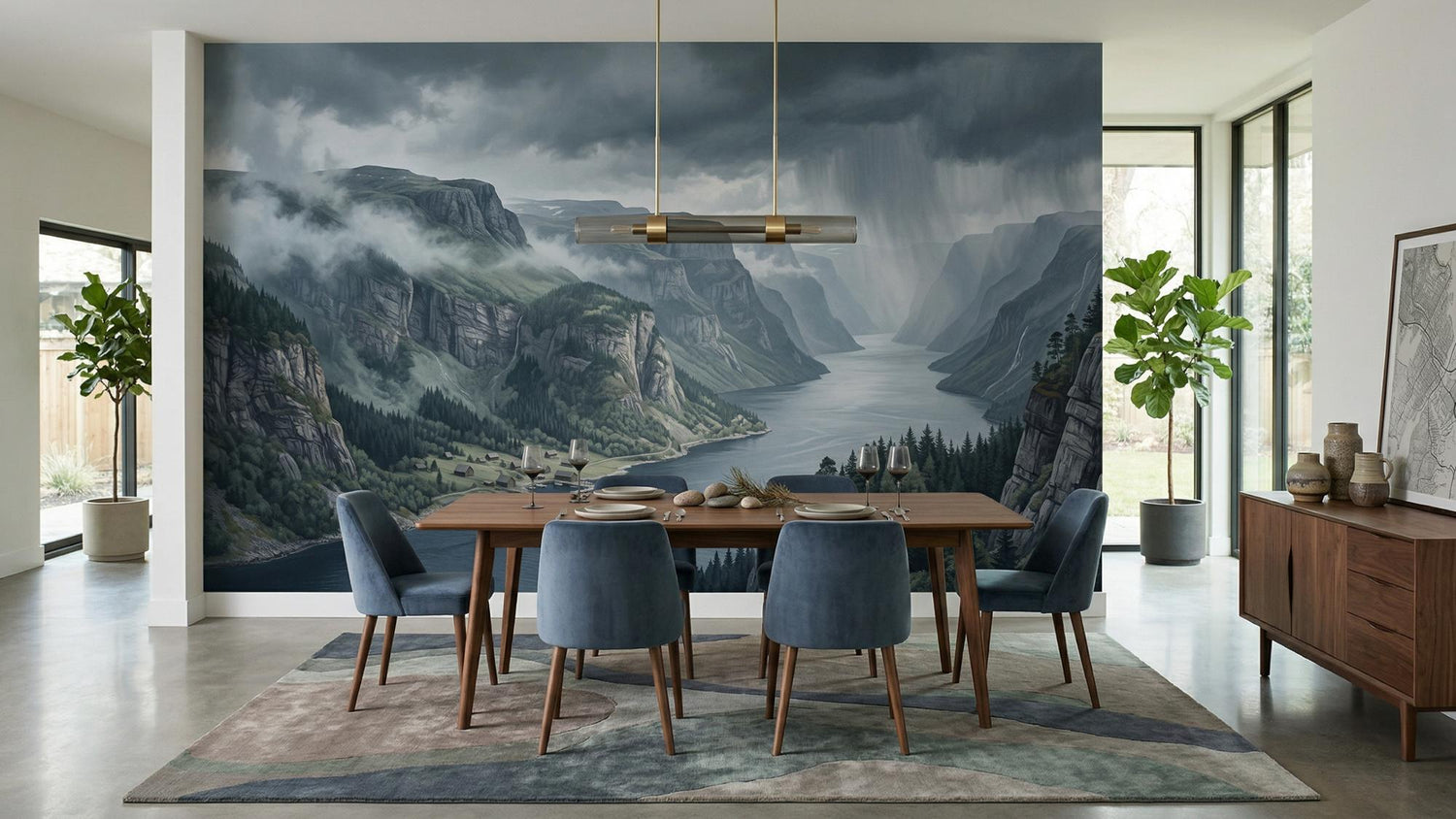 Contemporary Green wallpaper for Dining Room