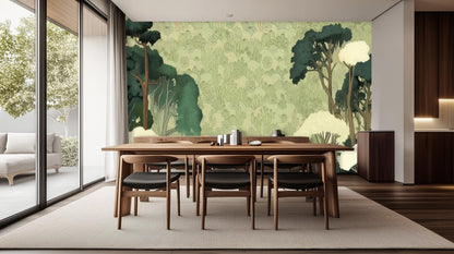 Contemporary Green wallpaper for Dining Room
