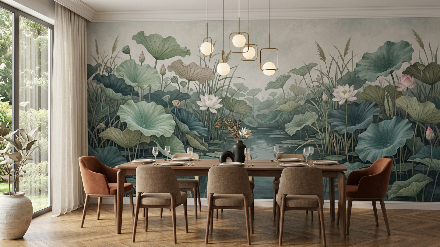 Contemporary Green wallpaper for Dining Room