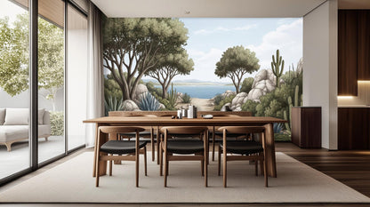 Contemporary Green wallpaper for Dining Room