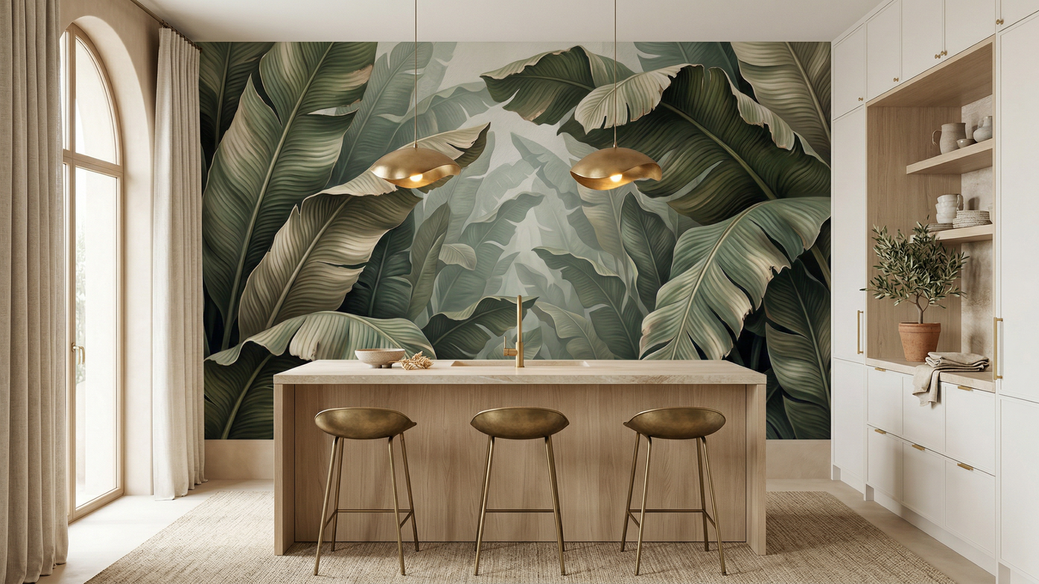 Contemporary Green wallpaper for Kitchen