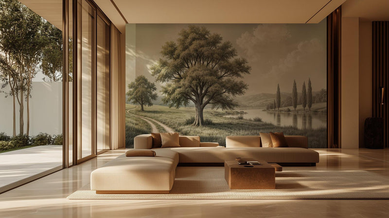 Contemporary Green wallpaper for Living Room