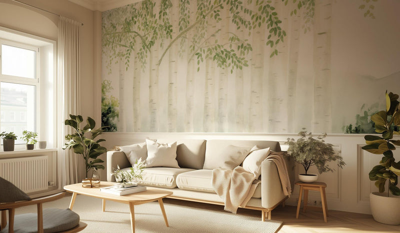 Contemporary Green wallpaper for Living Room