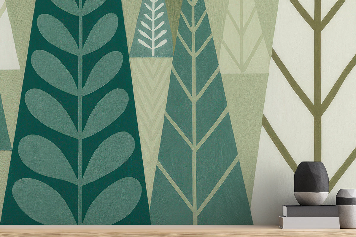 Contemporary Green wallpaper for Living Room