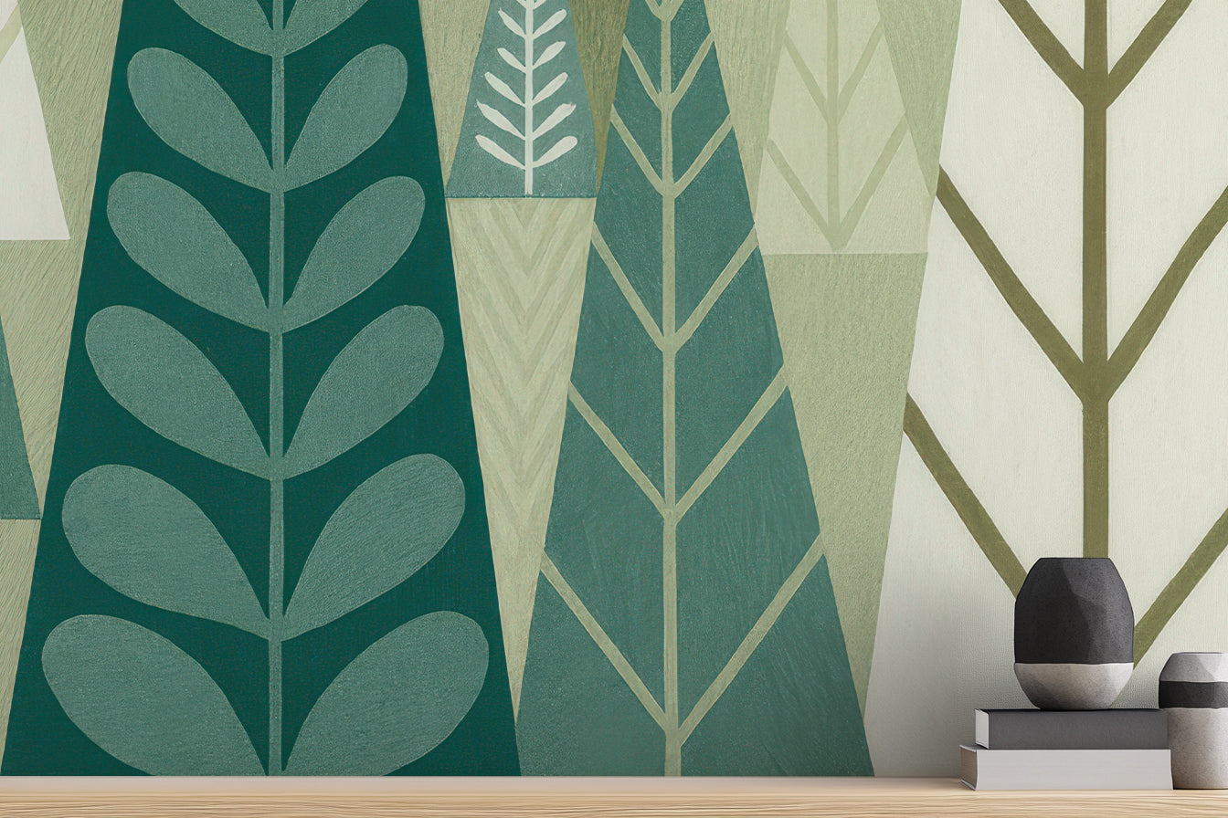 Contemporary Green wallpaper for Living Room