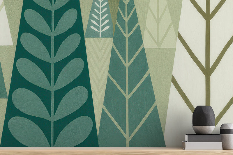 Contemporary Green wallpaper for Living Room