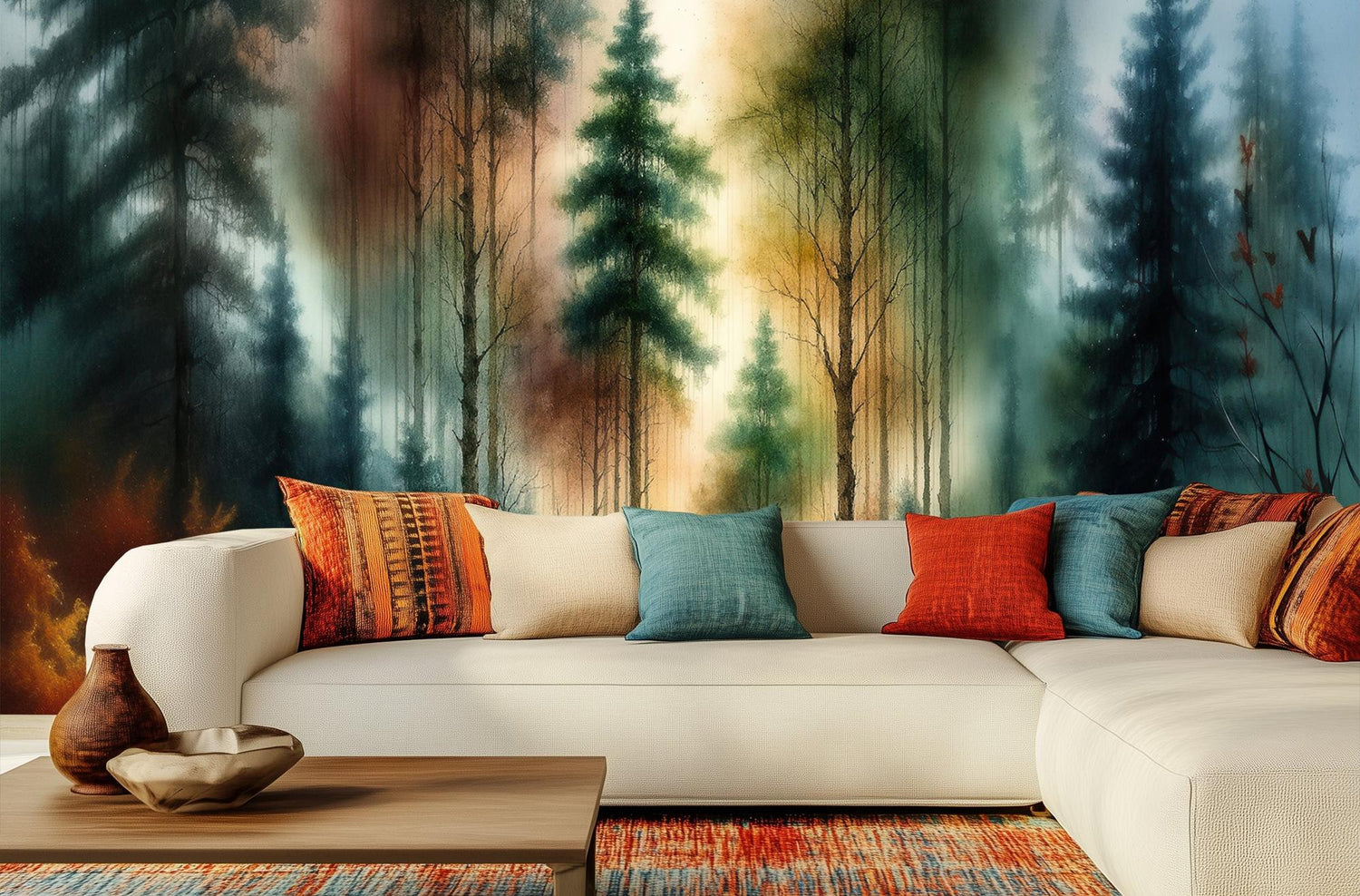 Contemporary Green wallpaper for Living Room