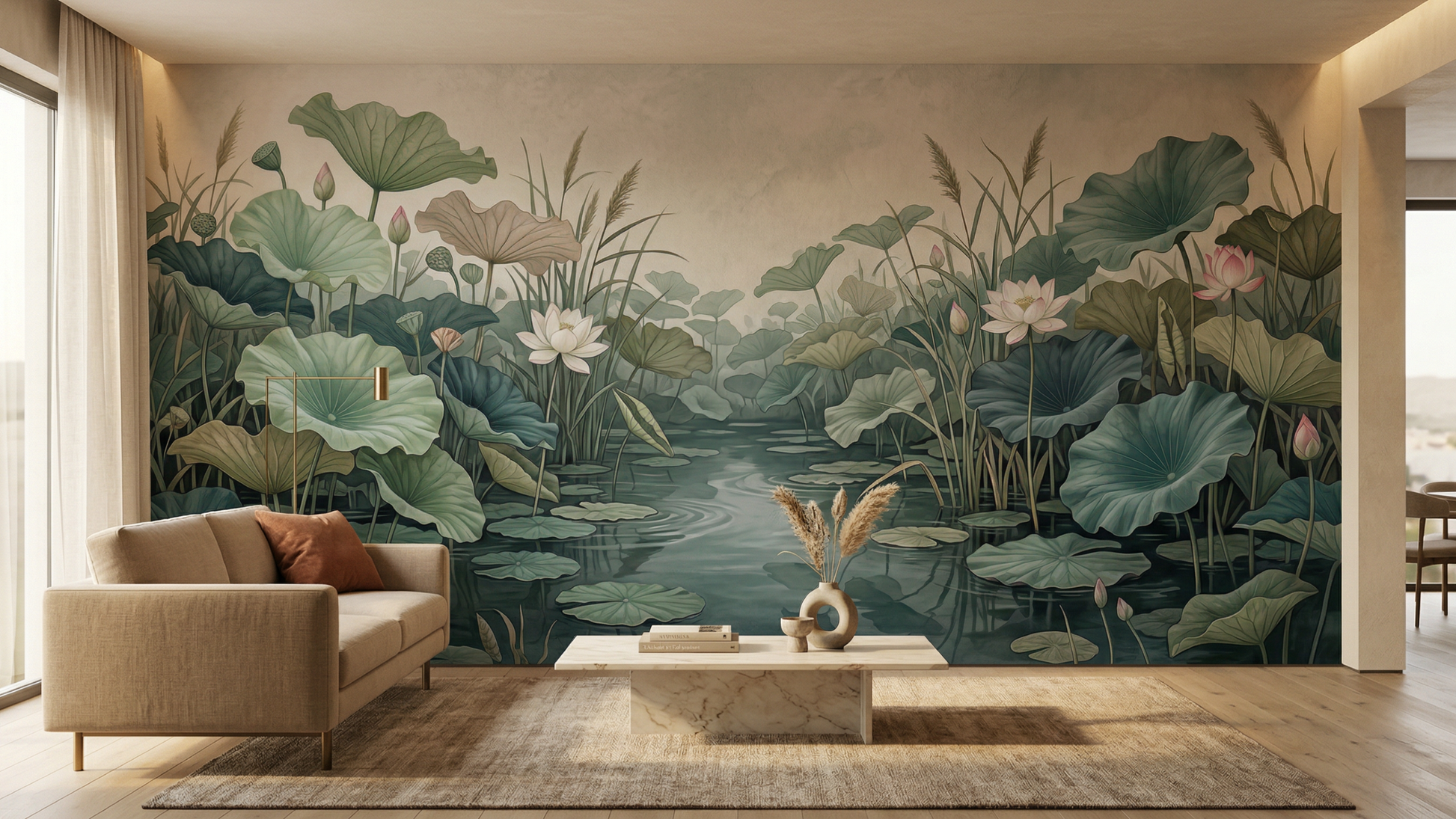 Contemporary Green wallpaper for Living Room