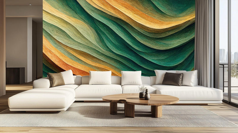 Contemporary Green wallpaper for Living Room