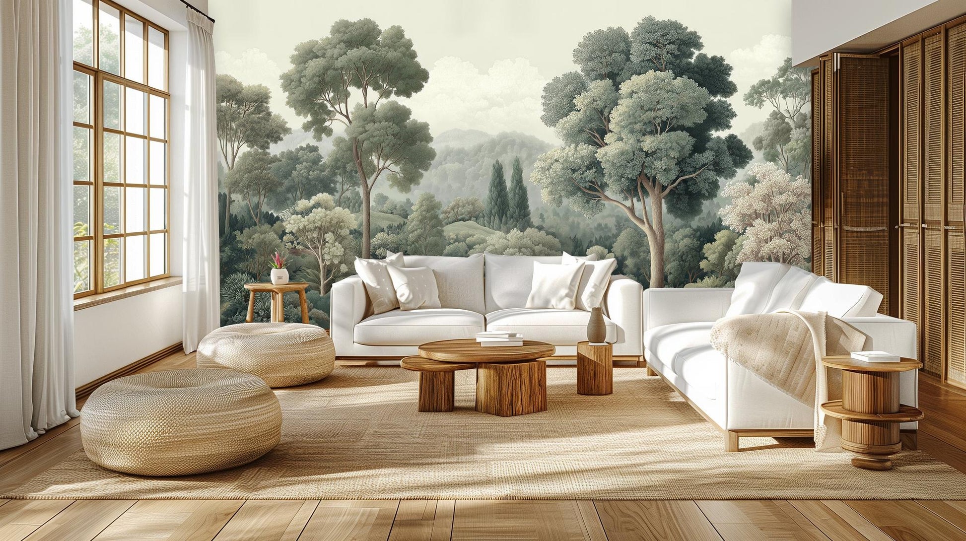 Contemporary Green wallpaper for Living Room