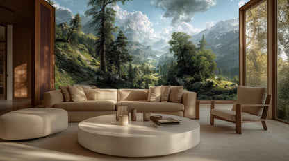 Contemporary Green wallpaper for Living Room