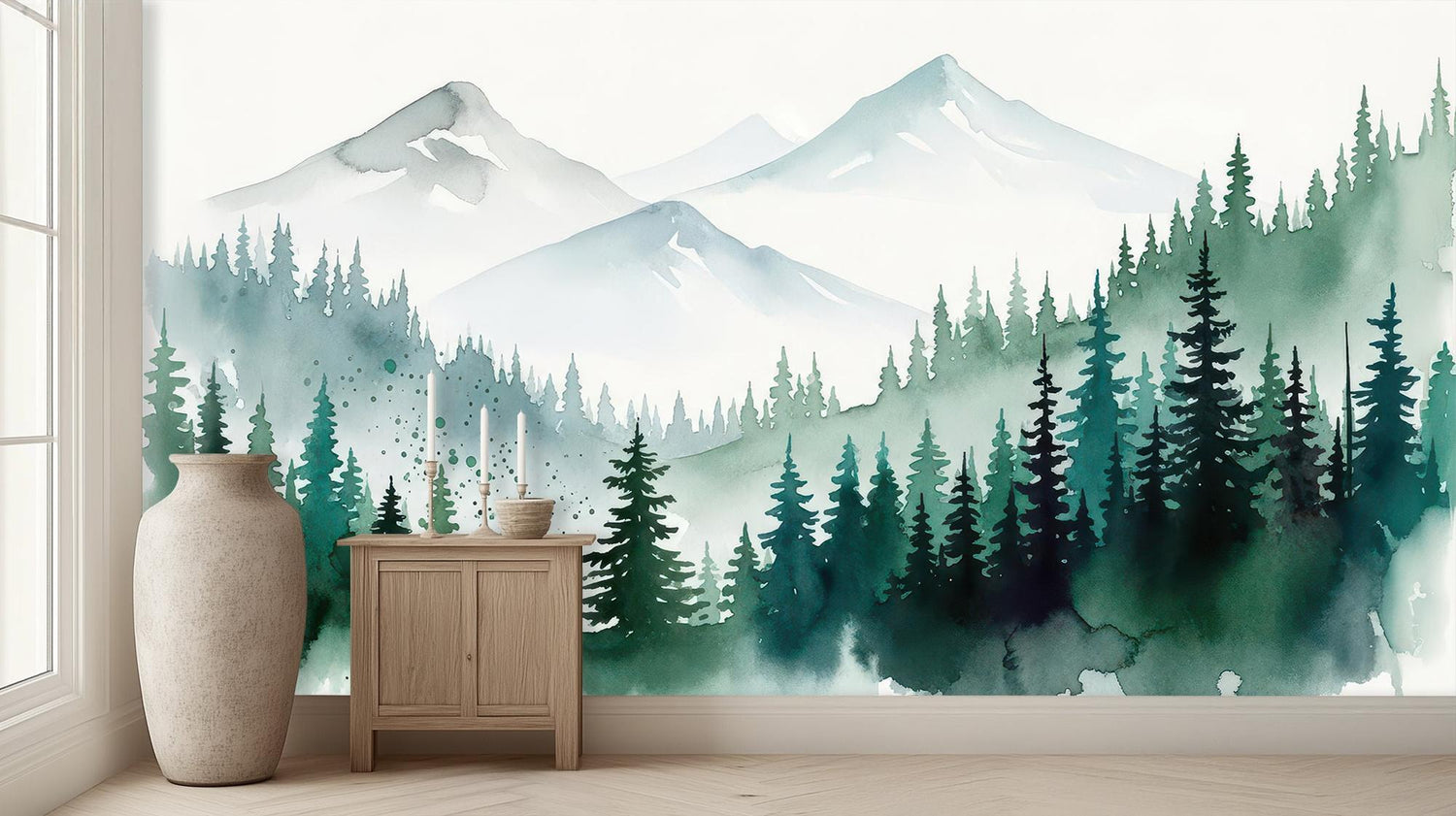 Contemporary Green wallpaper for Living Room