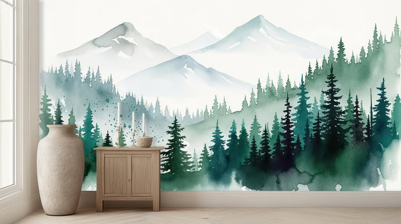 Contemporary Green wallpaper for Living Room