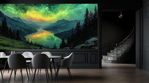 Contemporary Green wallpaper for Living Room