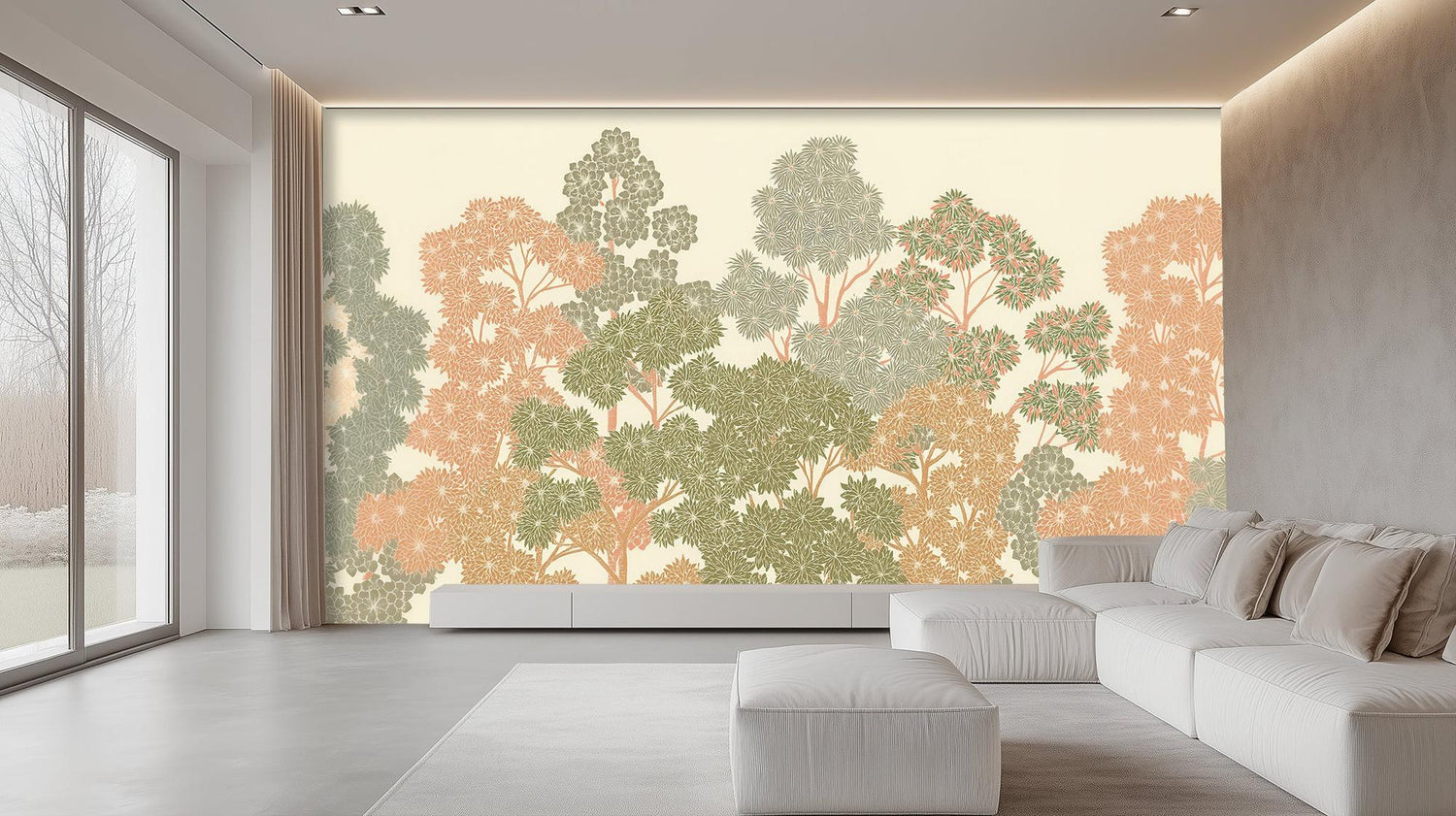 Contemporary Green wallpaper for Living Room