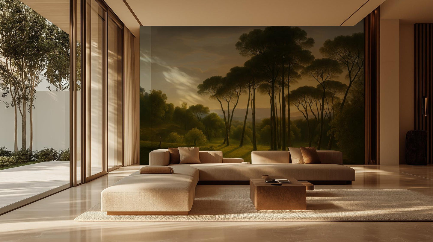 Contemporary Green wallpaper for Living Room