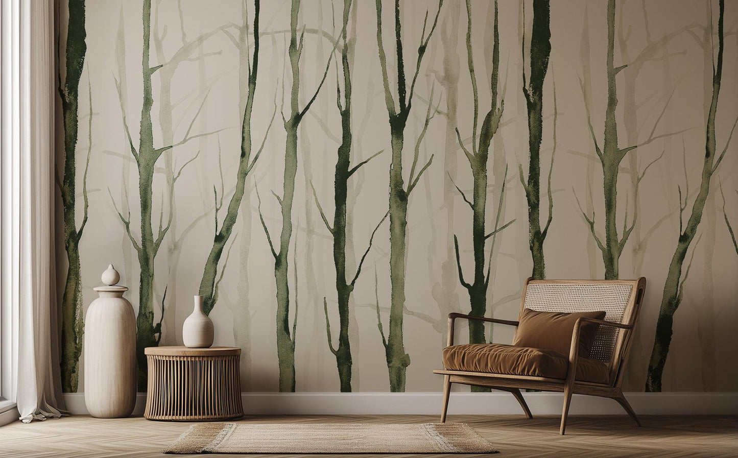 Contemporary Green wallpaper for Living Room