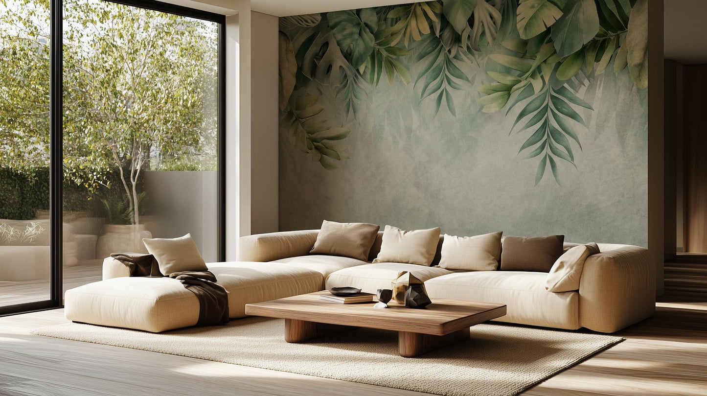 Contemporary Green wallpaper for Living Room