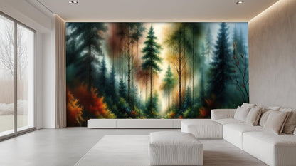 Contemporary Green wallpaper for Living Room