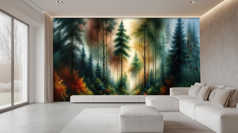 Contemporary Green wallpaper for Living Room