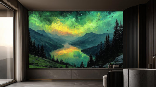 Contemporary Green wallpaper for Living Room