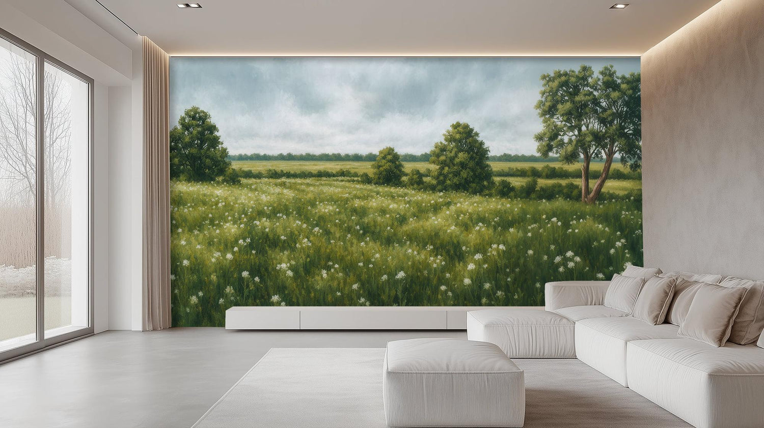 Contemporary Green wallpaper for Living Room