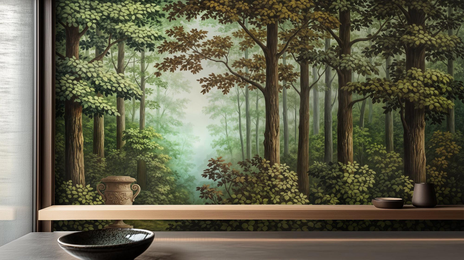 Contemporary Green wallpaper for Living Room