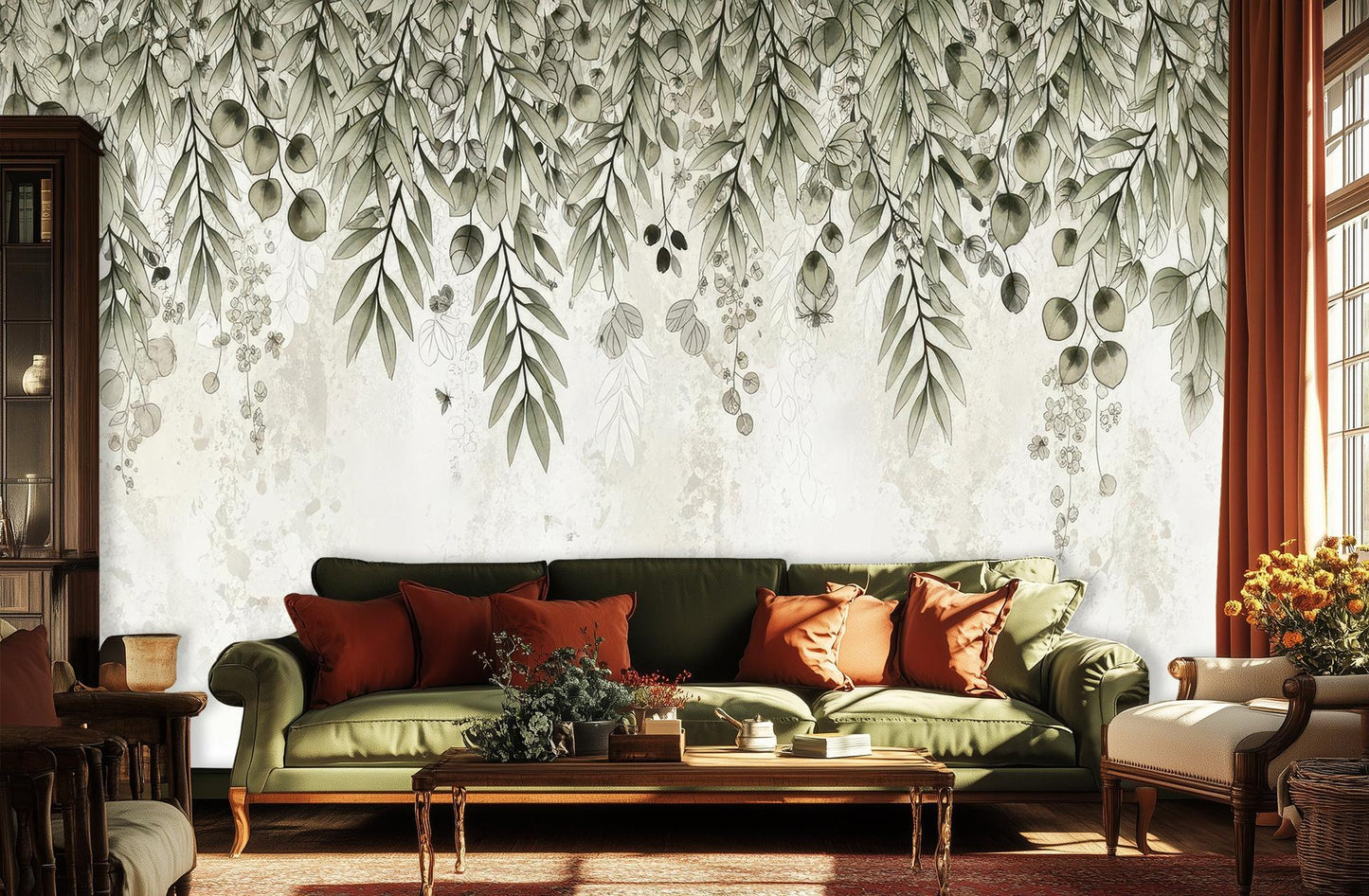 Contemporary Green wallpaper for Living Room