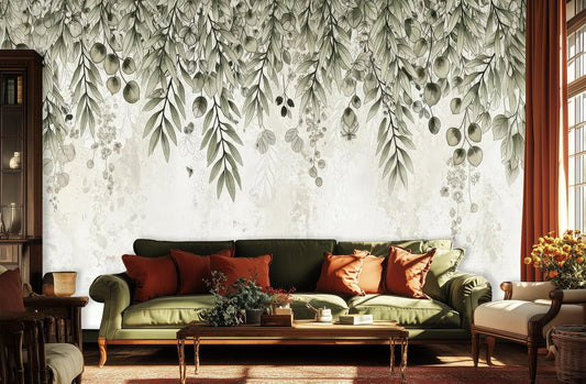 Contemporary Green wallpaper for Living Room