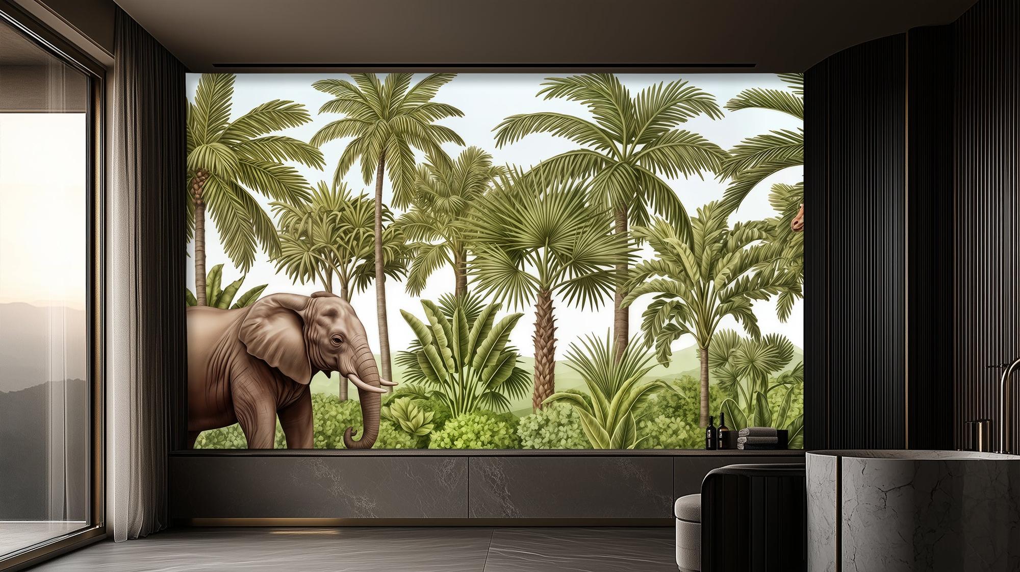 Contemporary Green wallpaper for Living Room