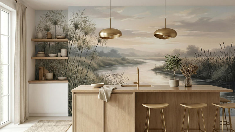 Contemporary Green wallpaper for Living Room