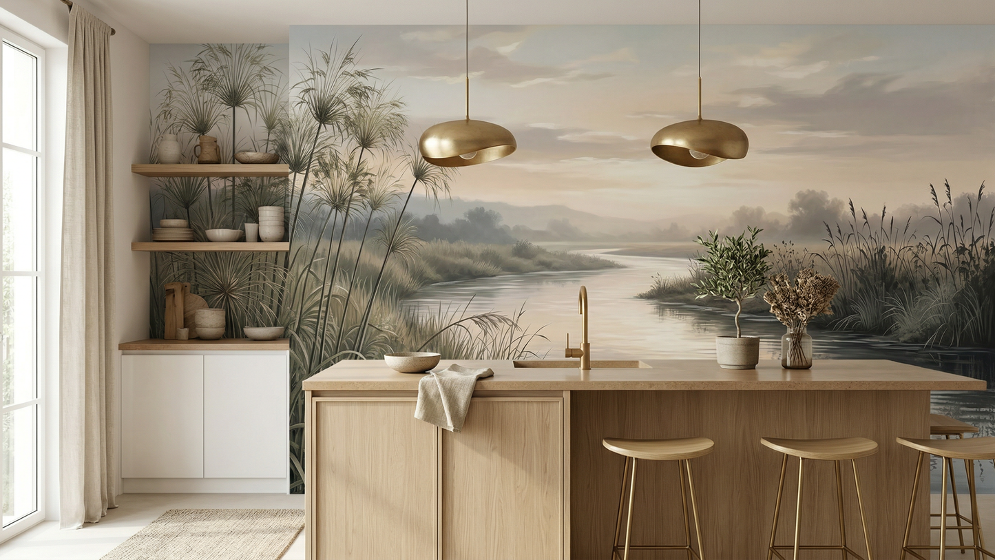 Contemporary Green wallpaper for Living Room