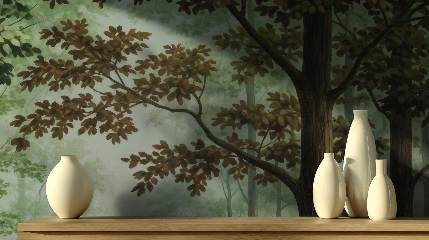 Contemporary Green wallpaper for Living Room