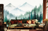 Contemporary Green wallpaper for Living Room