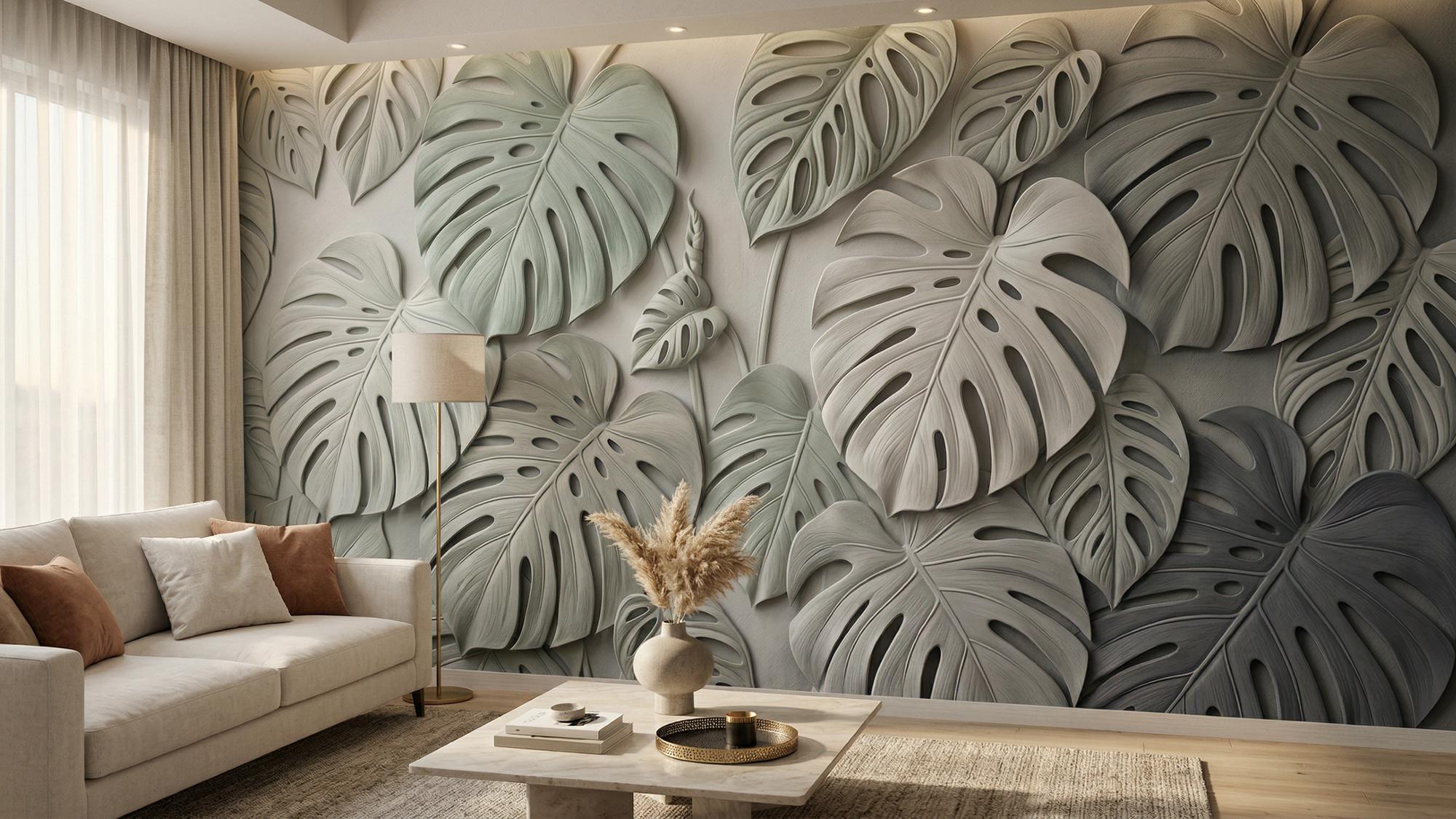 Contemporary Green wallpaper for Living Room
