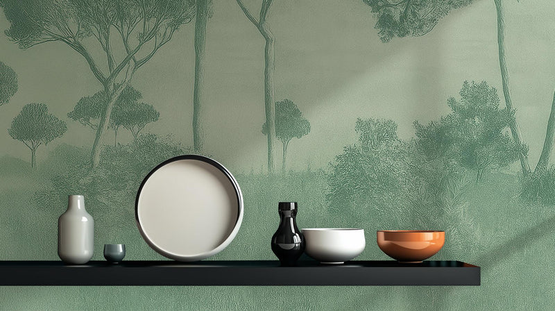 Contemporary Green wallpaper for Living Room