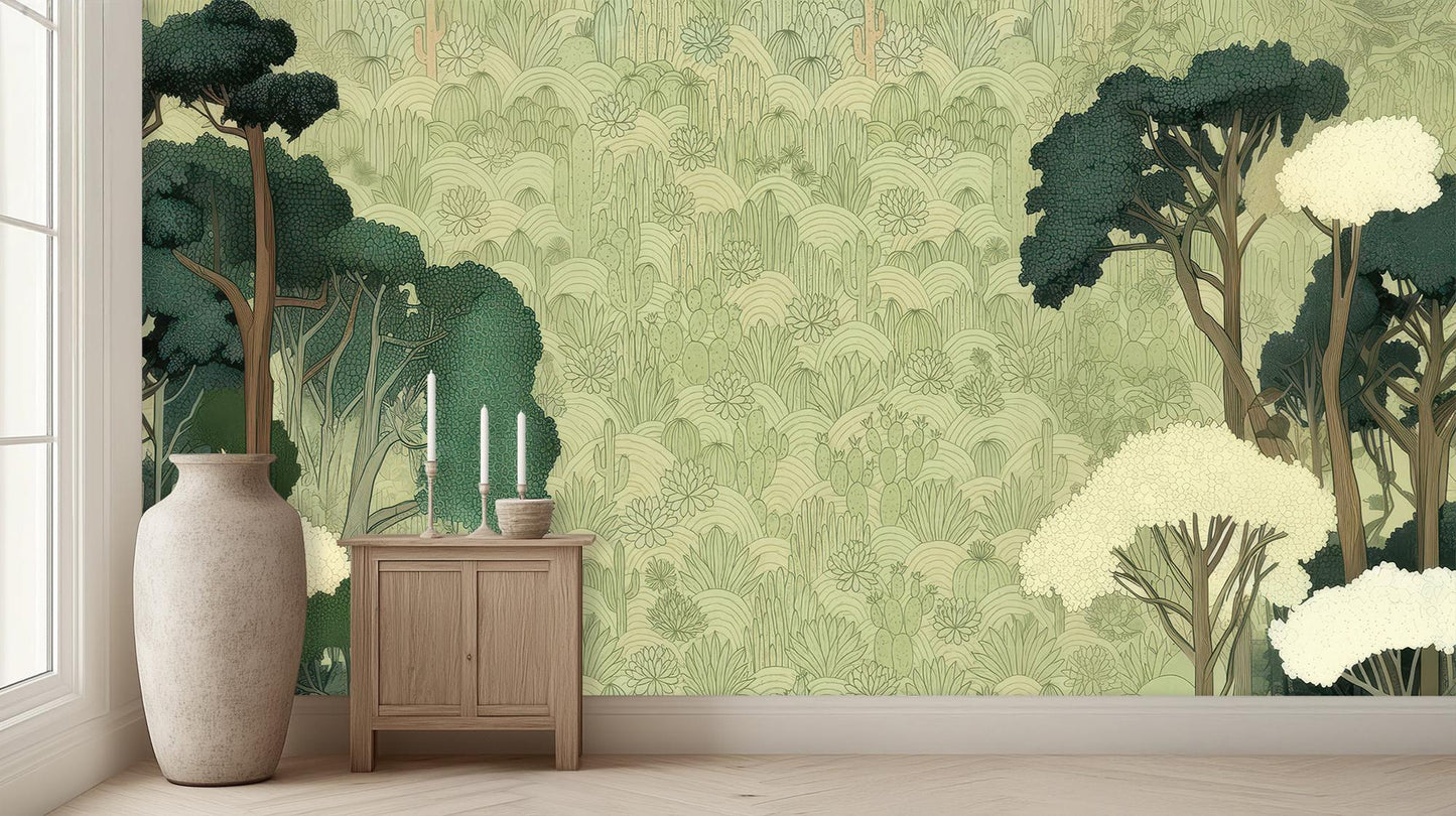 Contemporary Green wallpaper for Living Room