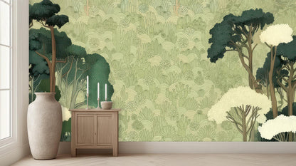 Contemporary Green wallpaper for Living Room