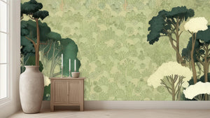 Contemporary Green wallpaper for Living Room