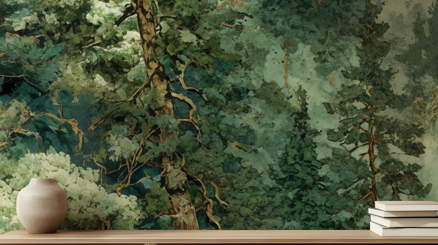 Contemporary Green wallpaper for Living Room