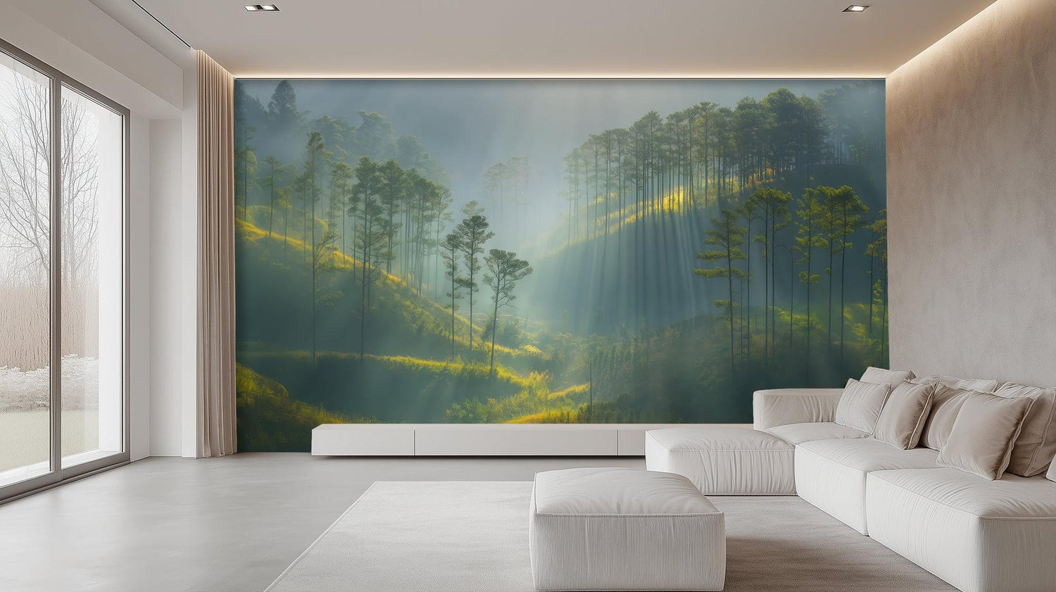 Contemporary Green wallpaper for Living Room