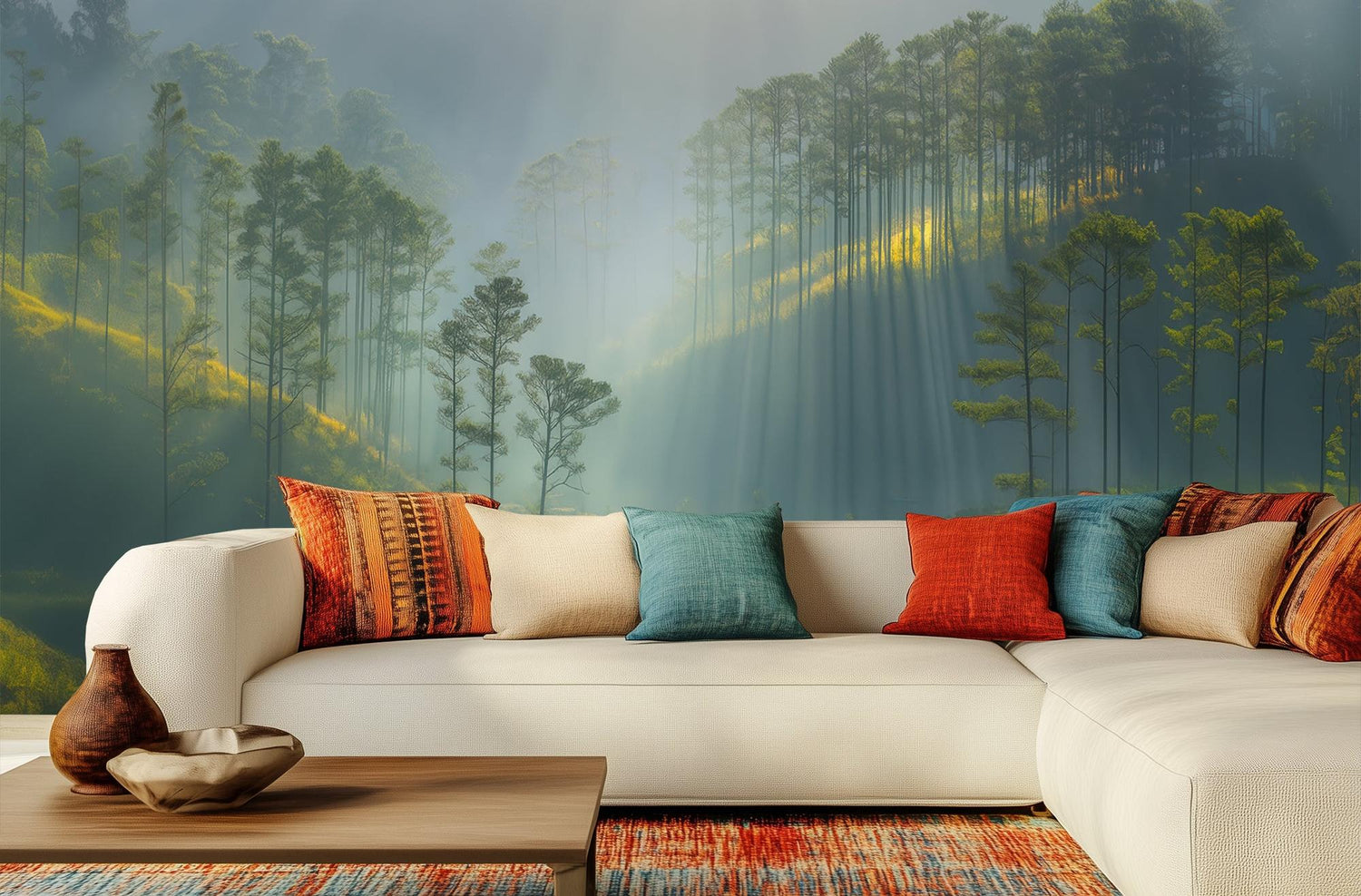 Contemporary Green wallpaper for Living Room